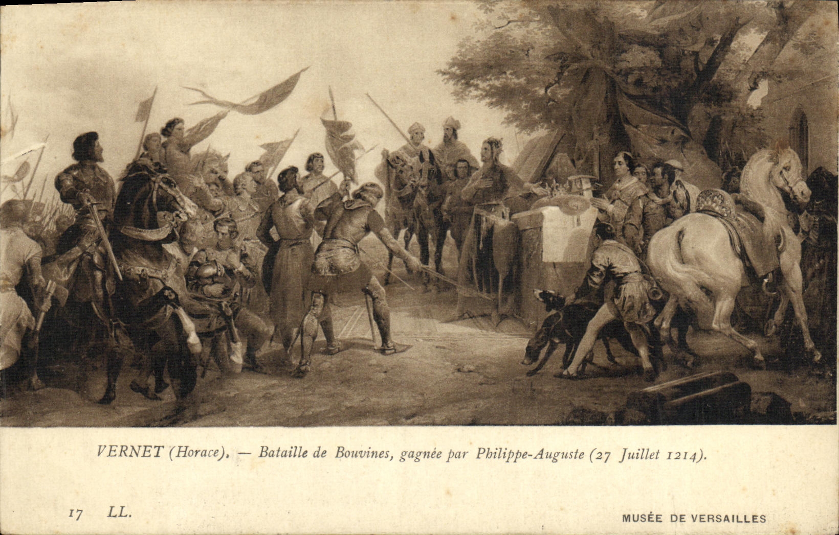 VINTAGE POSTCARD Vernet Battles of Bouvines gagnee by Philippe Auguste Militaria July 27th  1214