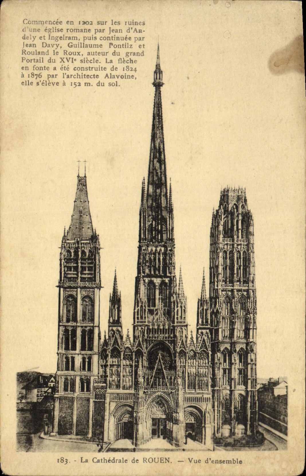 VINTAGE POSTCARD the Cathedral of Rouen Seen D together