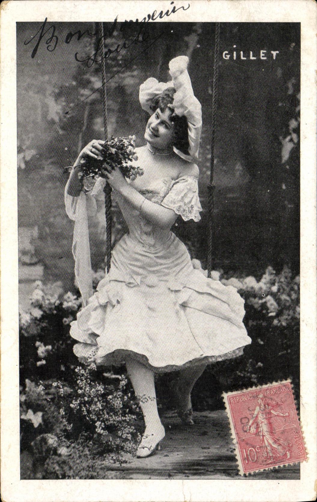 VINTAGE POSTCARD Fancy waistcoat Woman