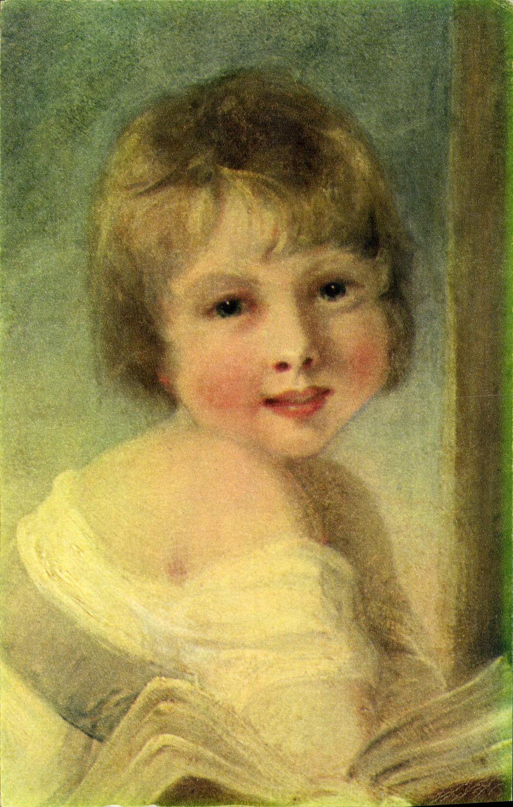 MODERN CARD Hoppner Young woman and child Museum of Louvre