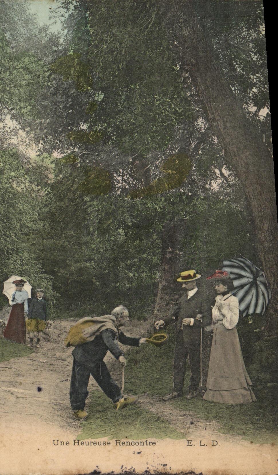 CPA Une Heuresue Rencontre Mendiant Folklore Couple