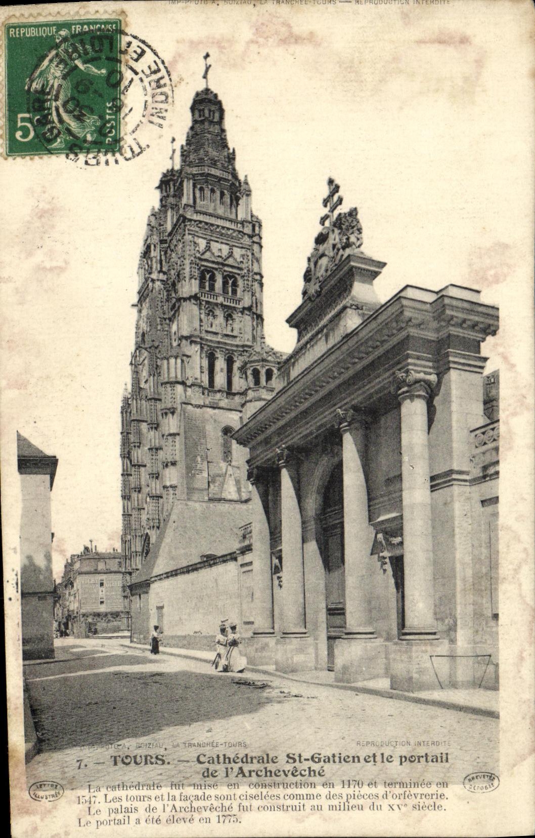 La POSTAL de la VENDIMIA viaja St Gatien y Portail de la catedral del palacio de L arzobispo