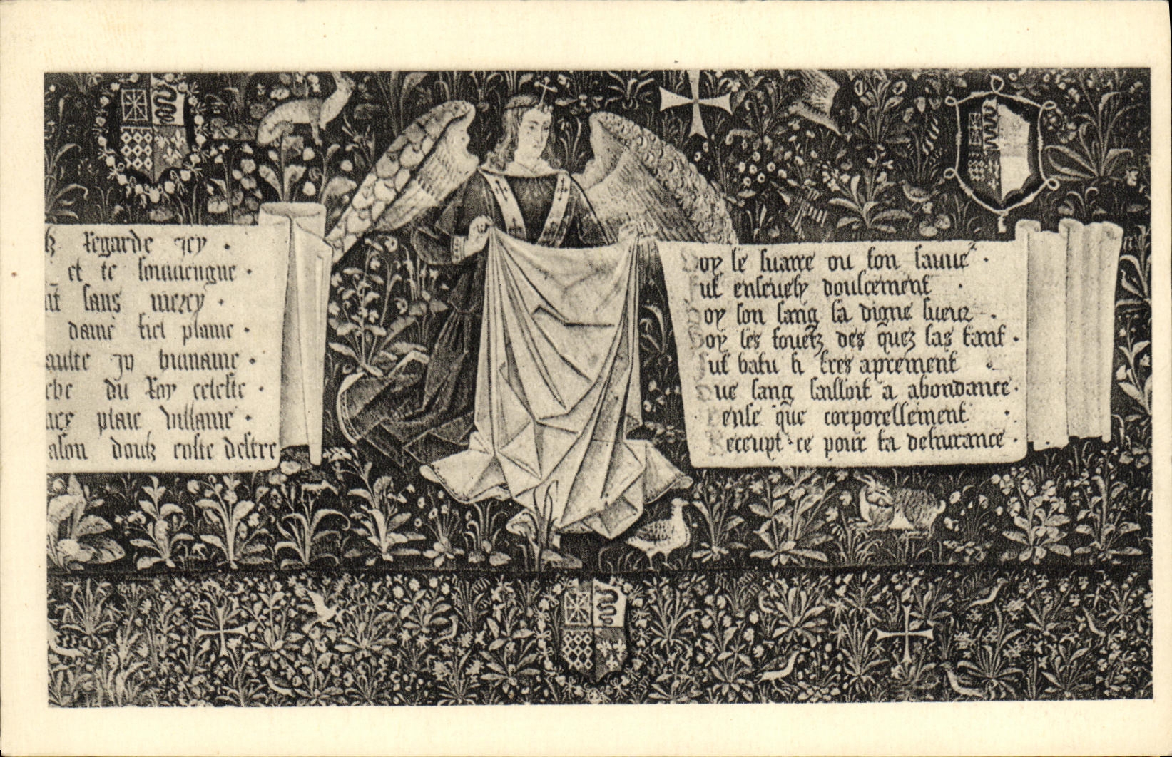 La POSTAL de la VENDIMIA encoleriza el museo de las tapicerias L angel a la cubierta