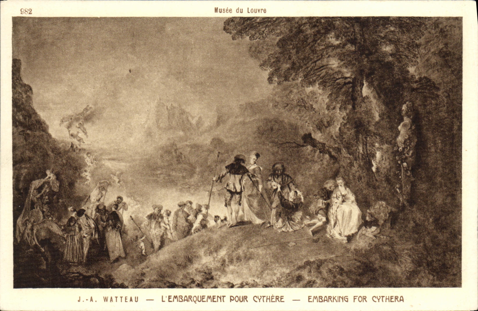 VINTAGE POSTCARD Museum of Louvre Paris Watteau L loading for Cythere