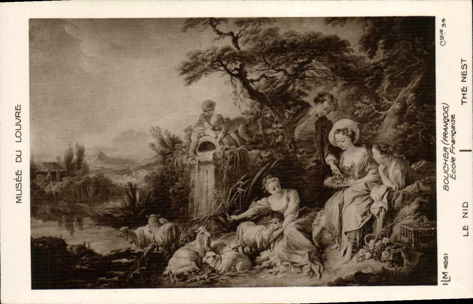 VINTAGE POSTCARD Museum of Louvre Butcher French School the Nest