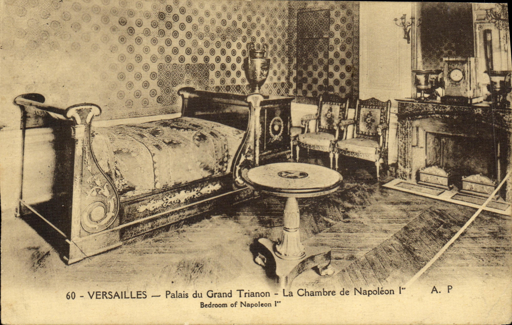 Paladar de Versalles de la POSTAL de la VENDIMIA de Trianon grande Chamabre del ler de Napoleon