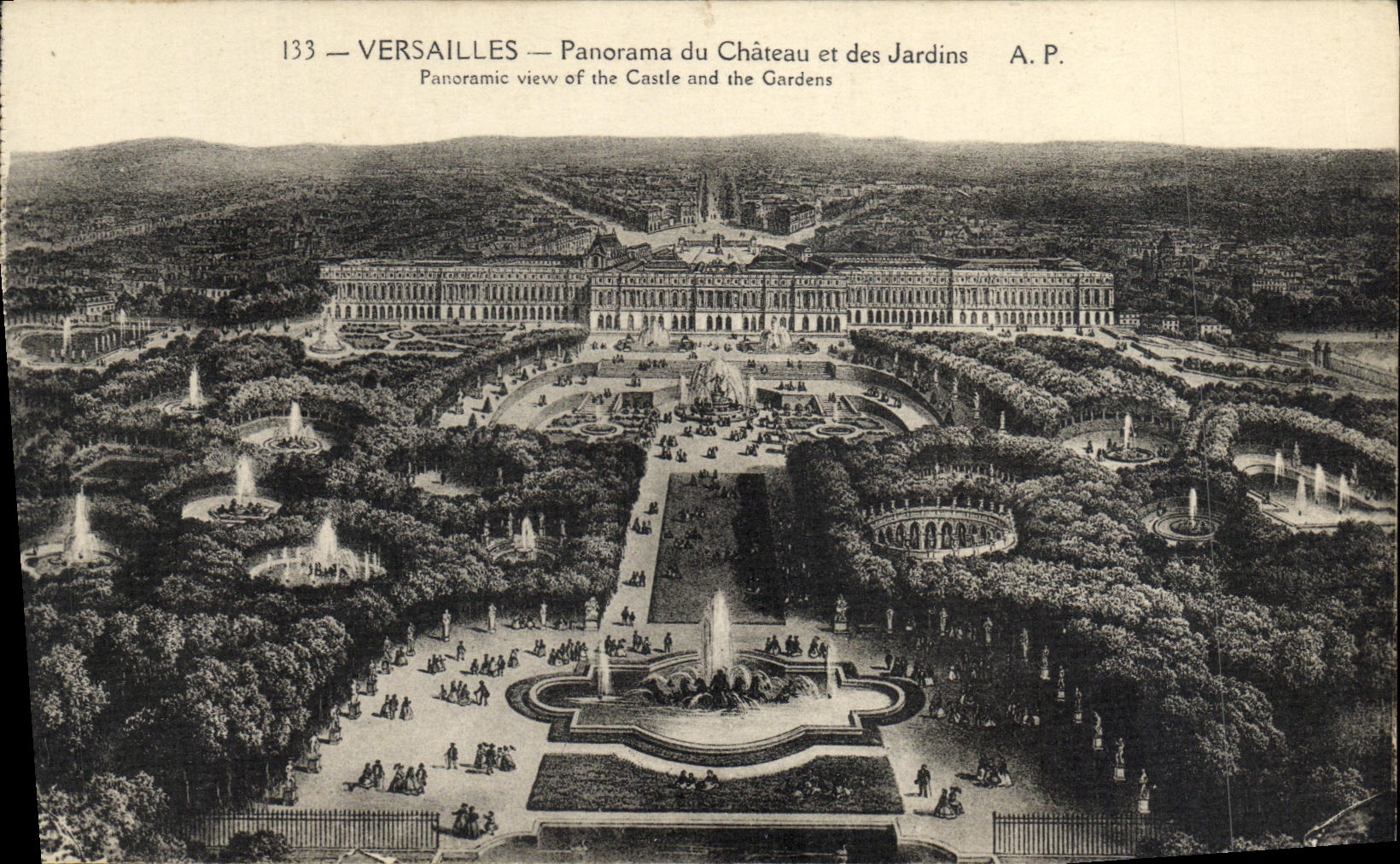 CPA Versailles Panorama du Chateau et des Jardins