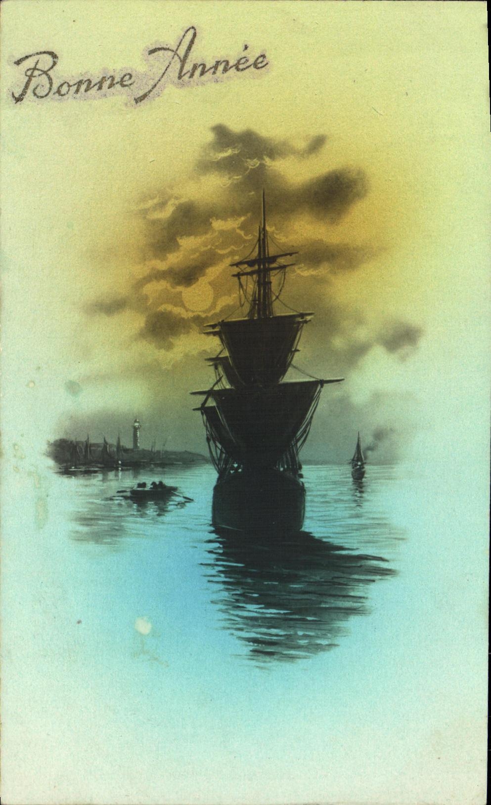 CPA Bonne Annee Bateau