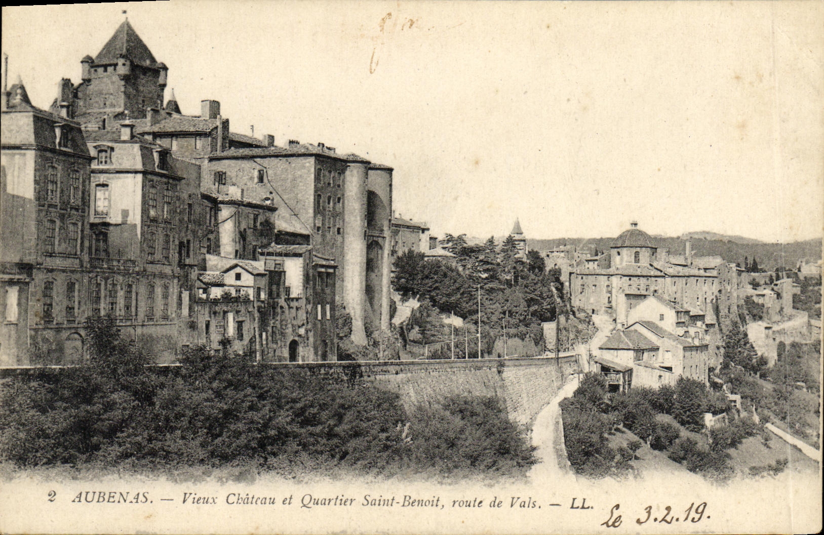 VINTAGE POSTCARD Aubenas Old Castle and Holy District Benoit road of Valleys