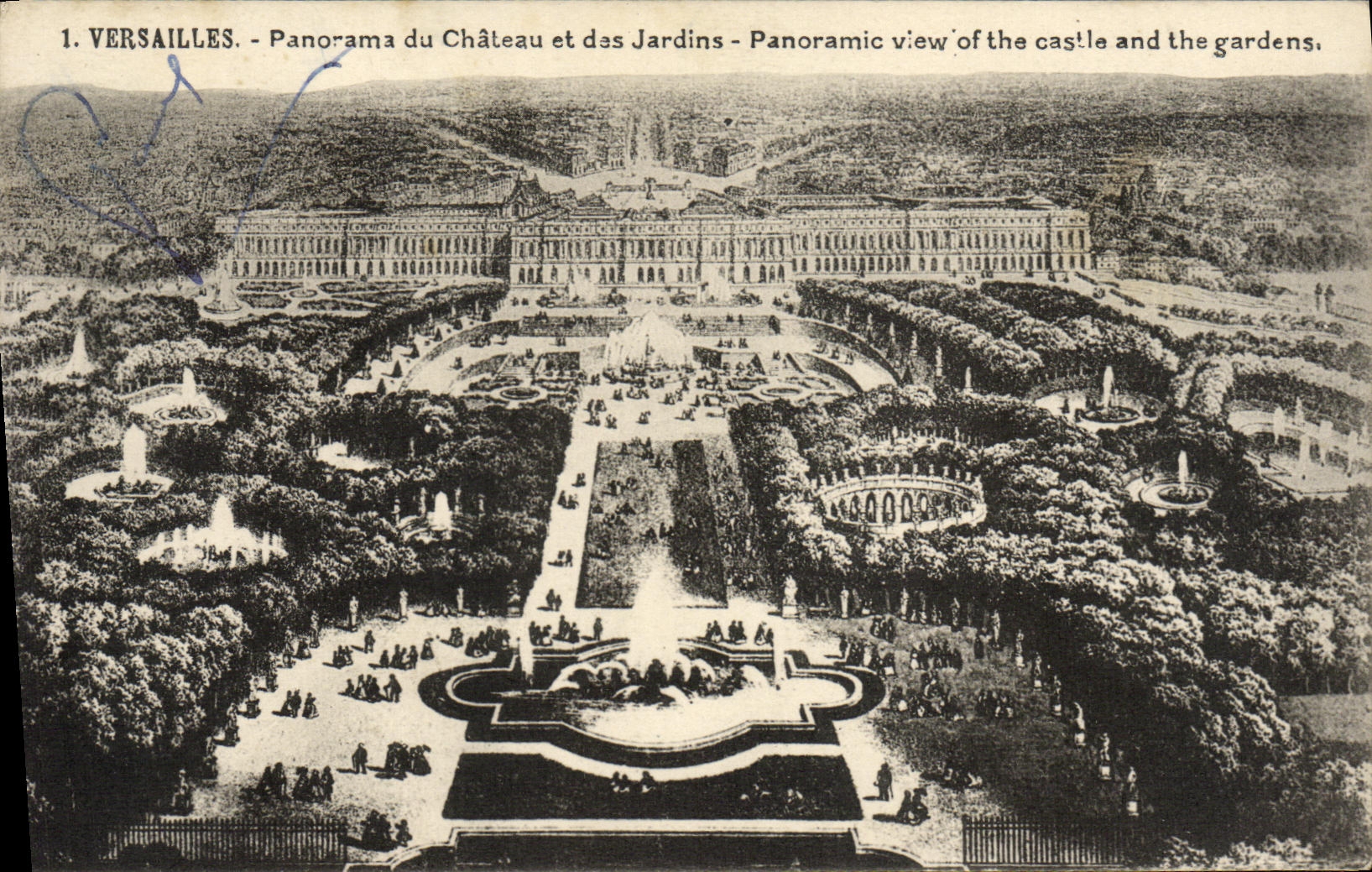 CPA Versailles Panorama du Chateau et des Jardins