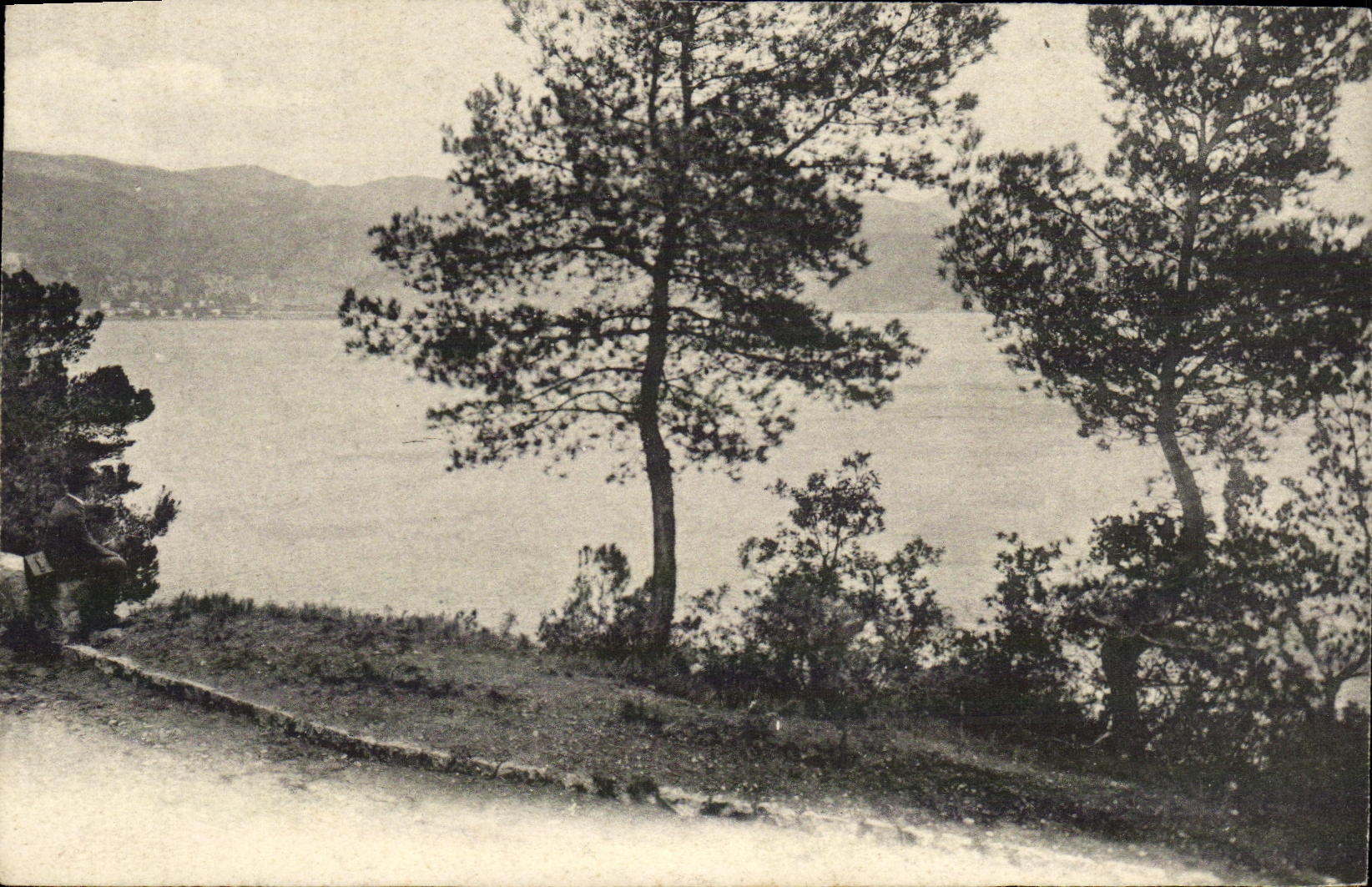 VINTAGE POSTCARD Seen at the edge of L water