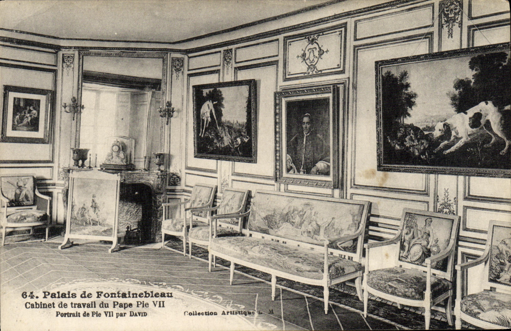 VINTAGE POSTCARD Palate of Fontainbleau Study of the Black and white Pope Vll