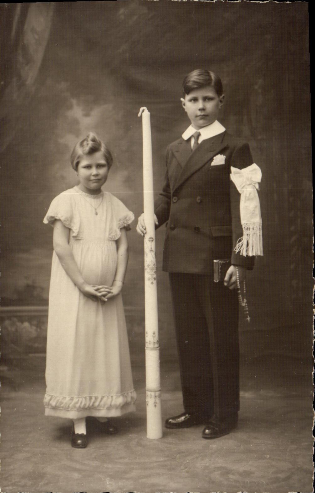 CARTE PHOTO Enfants Communion Cherbourg