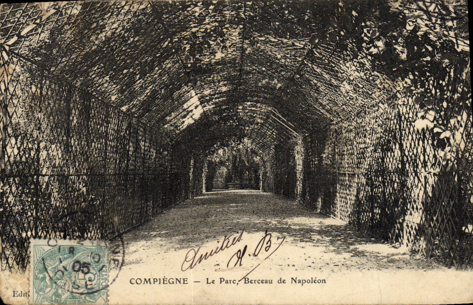 POSTAL Compiegne de la VENDIMIA la horquilla del parque de Napoleon