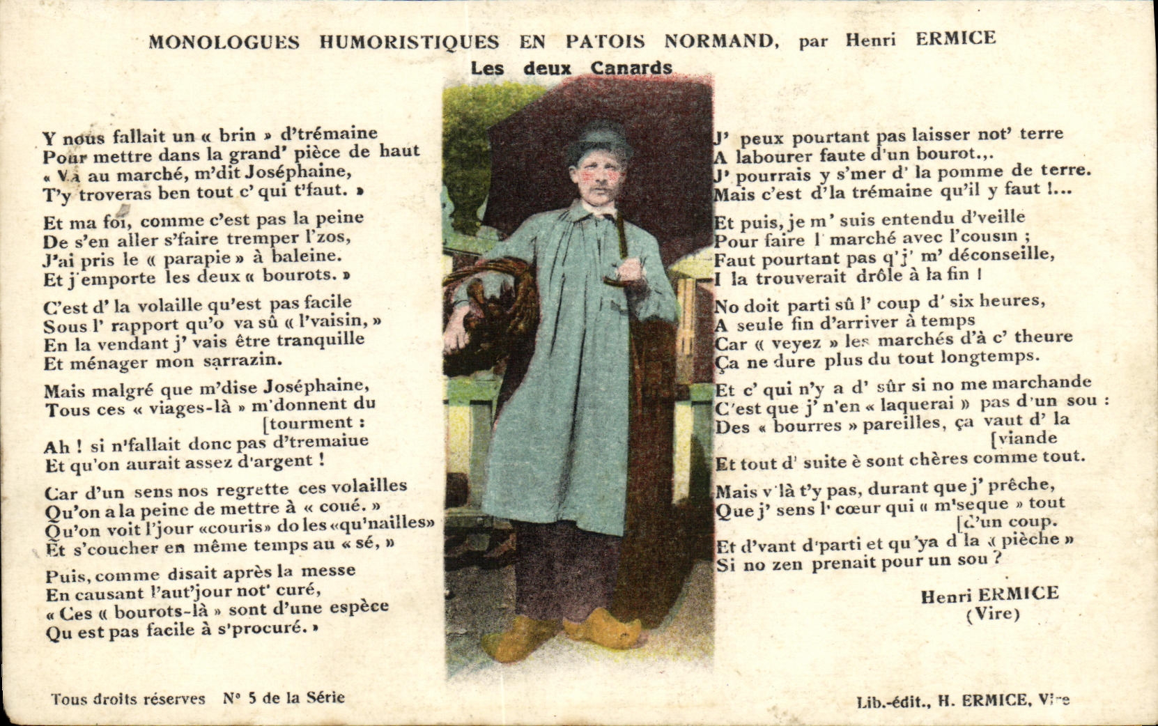 CPA Monologues Humoristiques en Patois Normand par Henri Ermice Les deux Canards 
