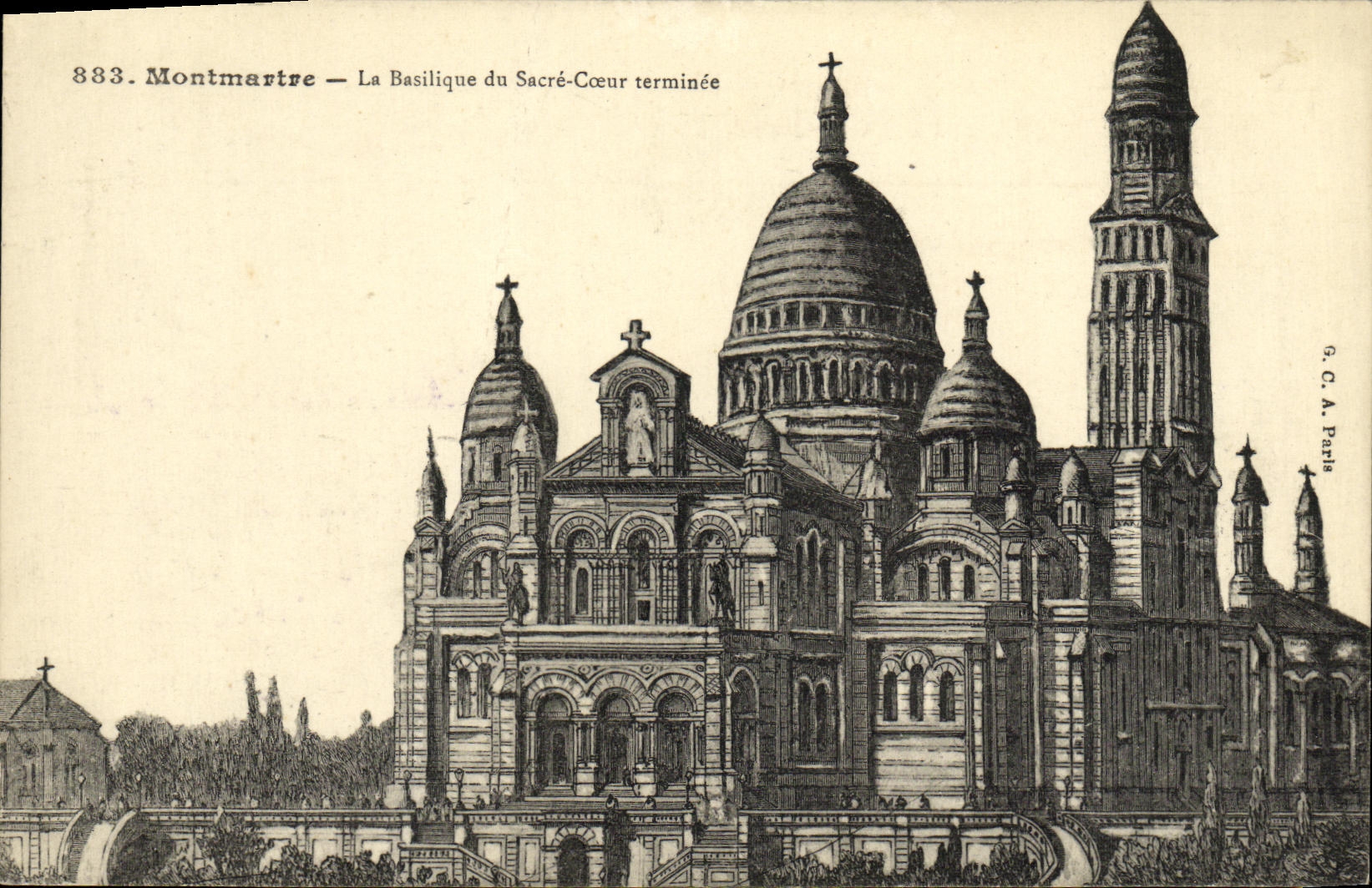VINTAGE POSTCARD Montmartre the Basilica of the Sacring Heart termince