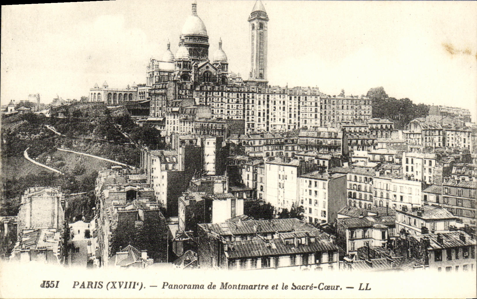 VINTAGE POSTCARD Paris Panorama of Montmartre and the Sacring Heart