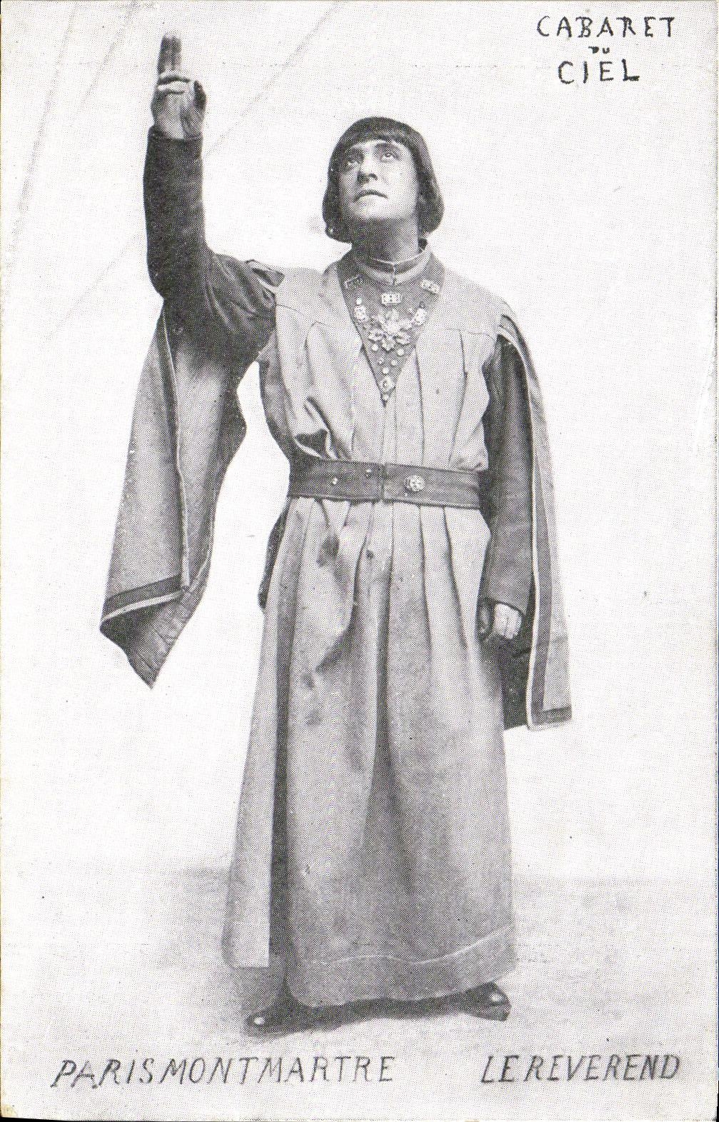 VINTAGE POSTCARD Paris Montmartre the Reverend Cabert of the sky