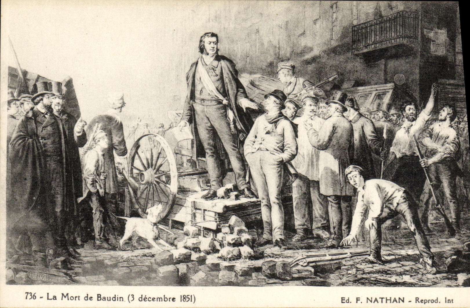VINTAGE POSTCARD the Death of Baudin December 3rd  1851