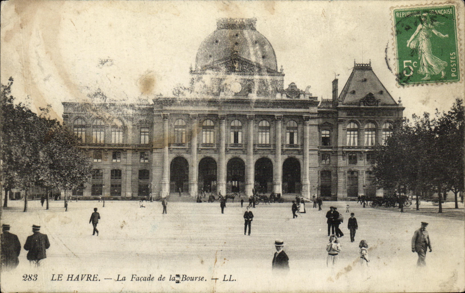 POSTAL Le Havre de la VENDIMIA el ataque frontal de la bolsa de accion