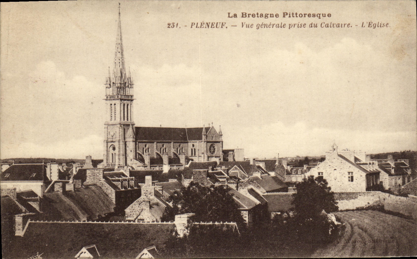 CPA Pleneuf Vue generale prise du Calvaire L eglise