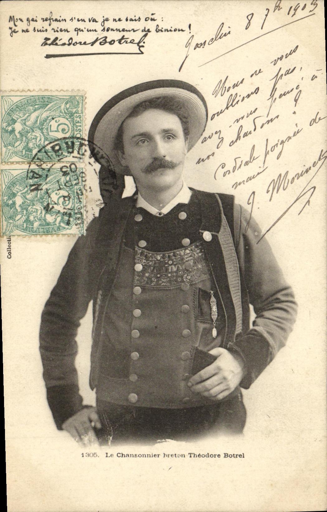 CPA Le Chansonnier breton Theodore Botrel Folklore