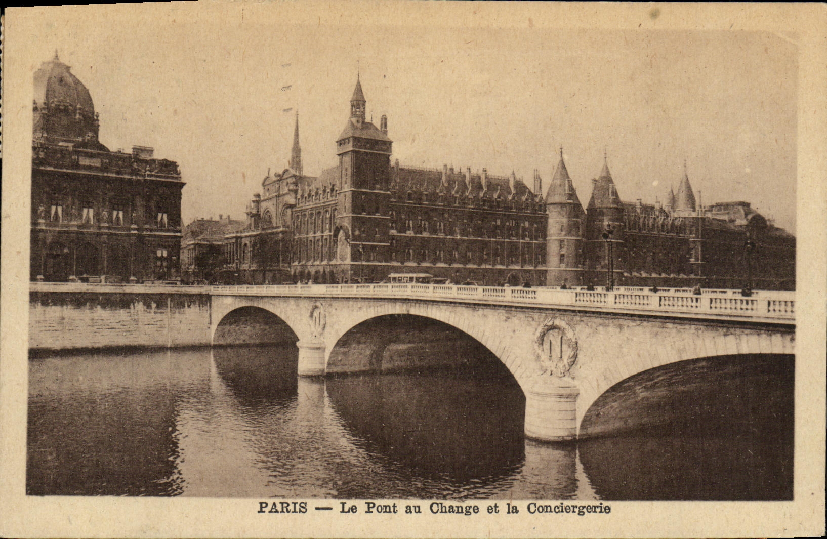VINTAGE POSTCARD Paris the Bridge with the Exchange and the Caretaker s lodge