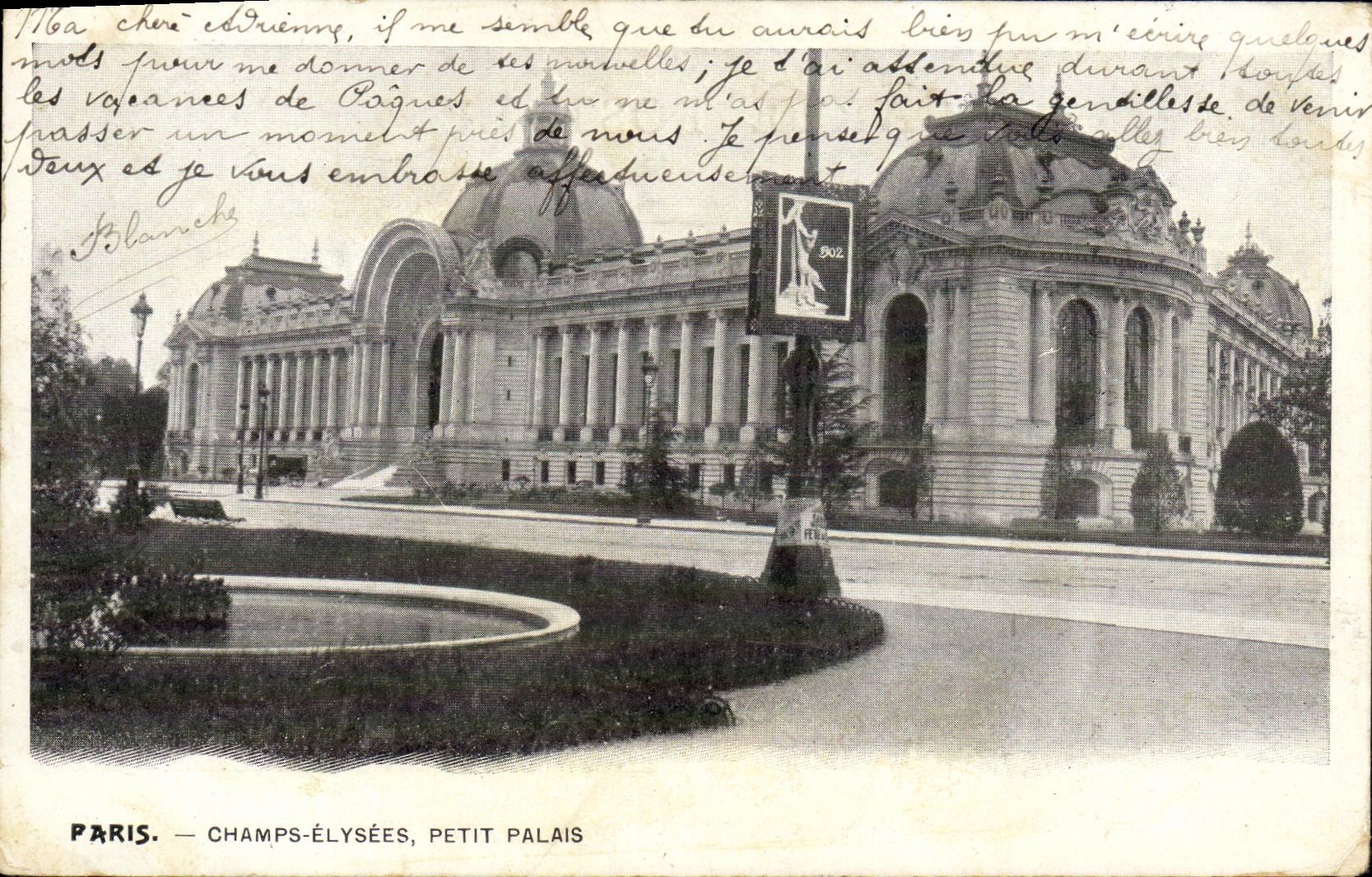 VINTAGE POSTCARD Paris Champs Elysees Petit Palais