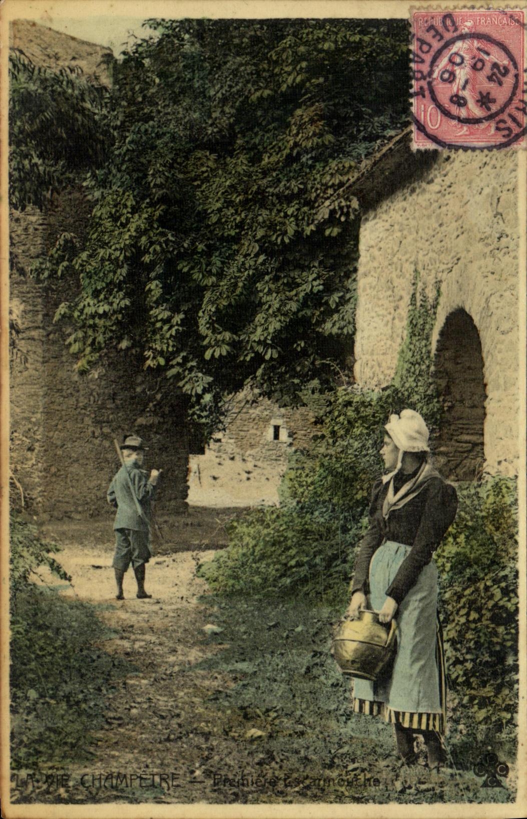 VINTAGE POSTCARD the pastoral life First skirmish Drives out Hunter