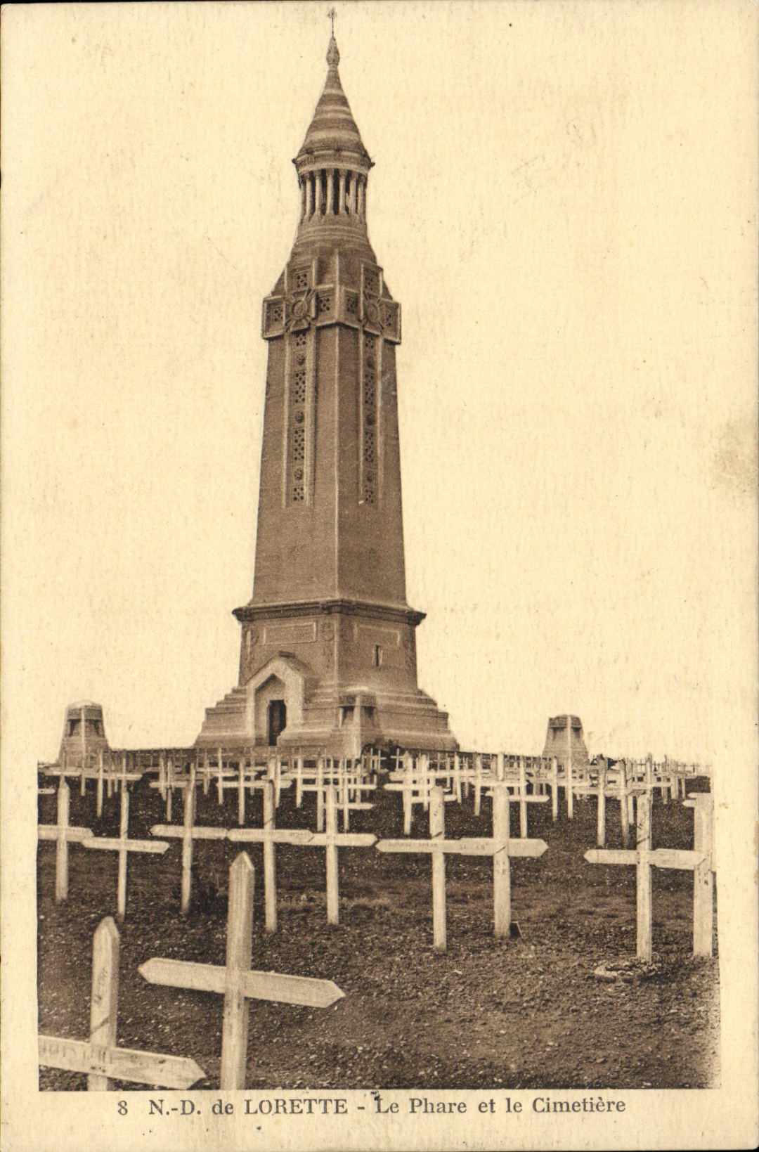 VINTAGE POSTCARD NR D of Lorette the Lighthouse and the cemetery