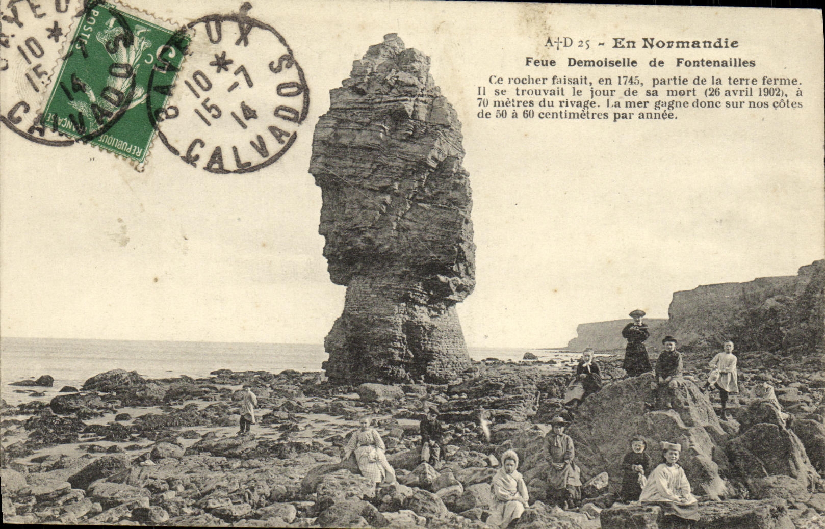 VINTAGE POSTCARD In Normandy Feue Young lady of Fontenailles Children