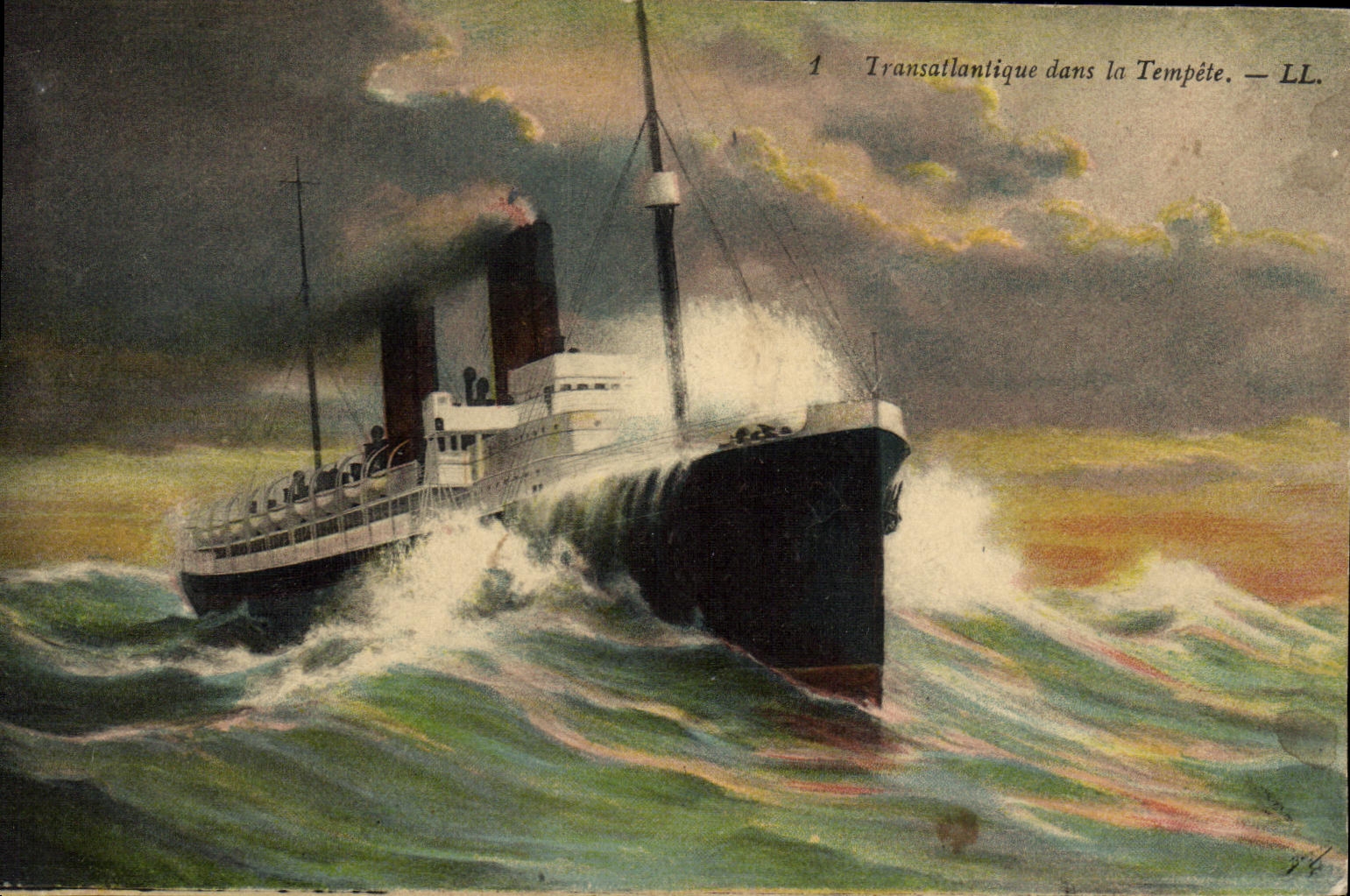 POSTAL de la VENDIMIA transatlantica en la tormenta