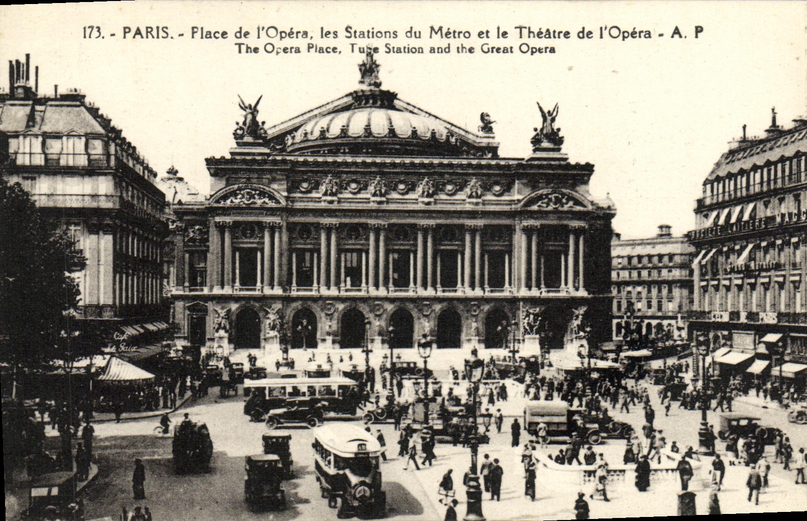 VINTAGE POSTCARD Paris Places L Opera the Stations of the Subway and the Theater of L Opera