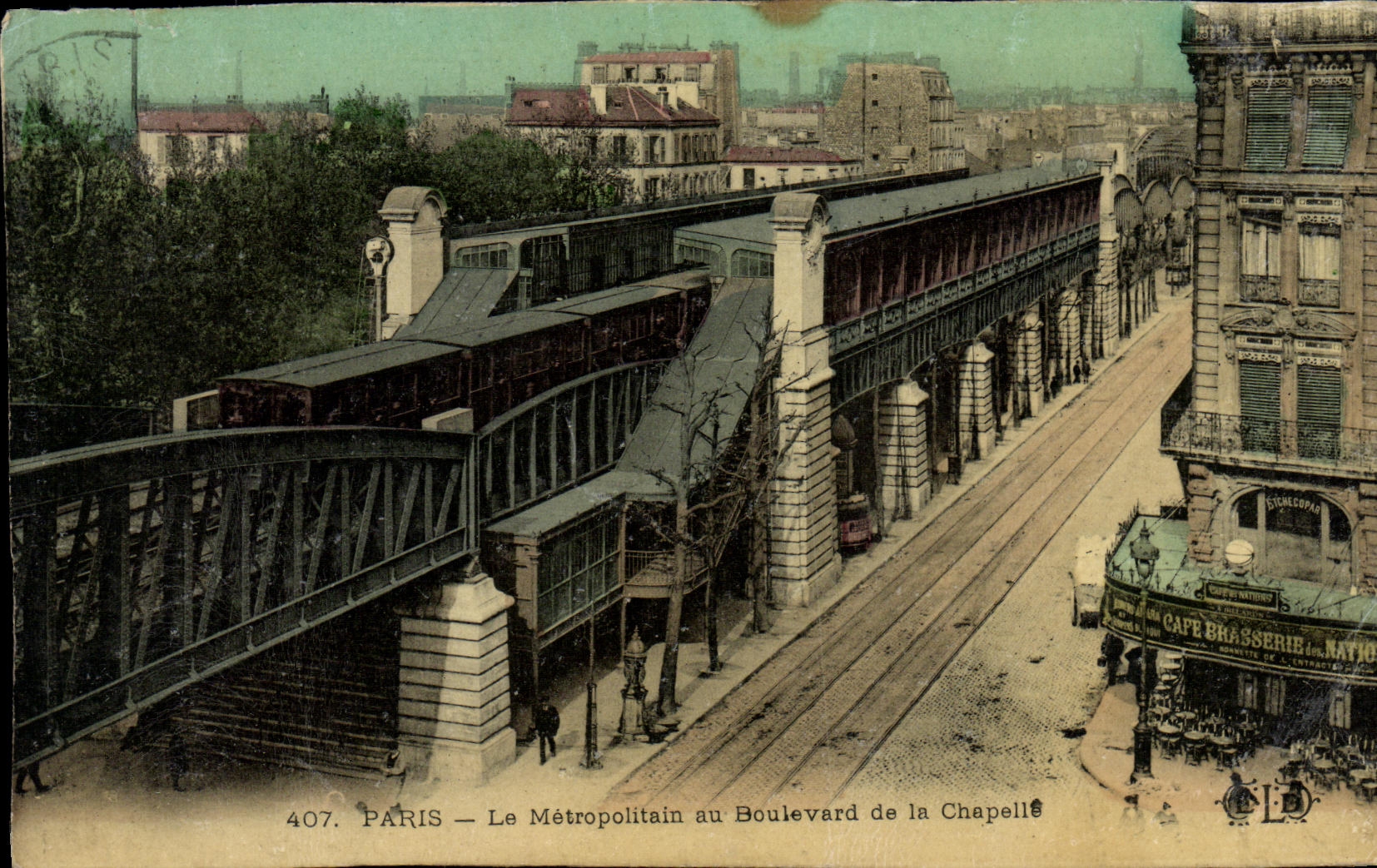 VINTAGE POSTCARD Paris the Subway with the Boulevard of the Vault Subway