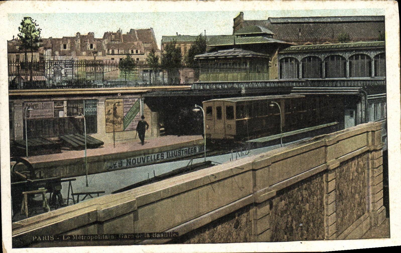 VINTAGE POSTCARD Paris the Subway Subway Bastille
