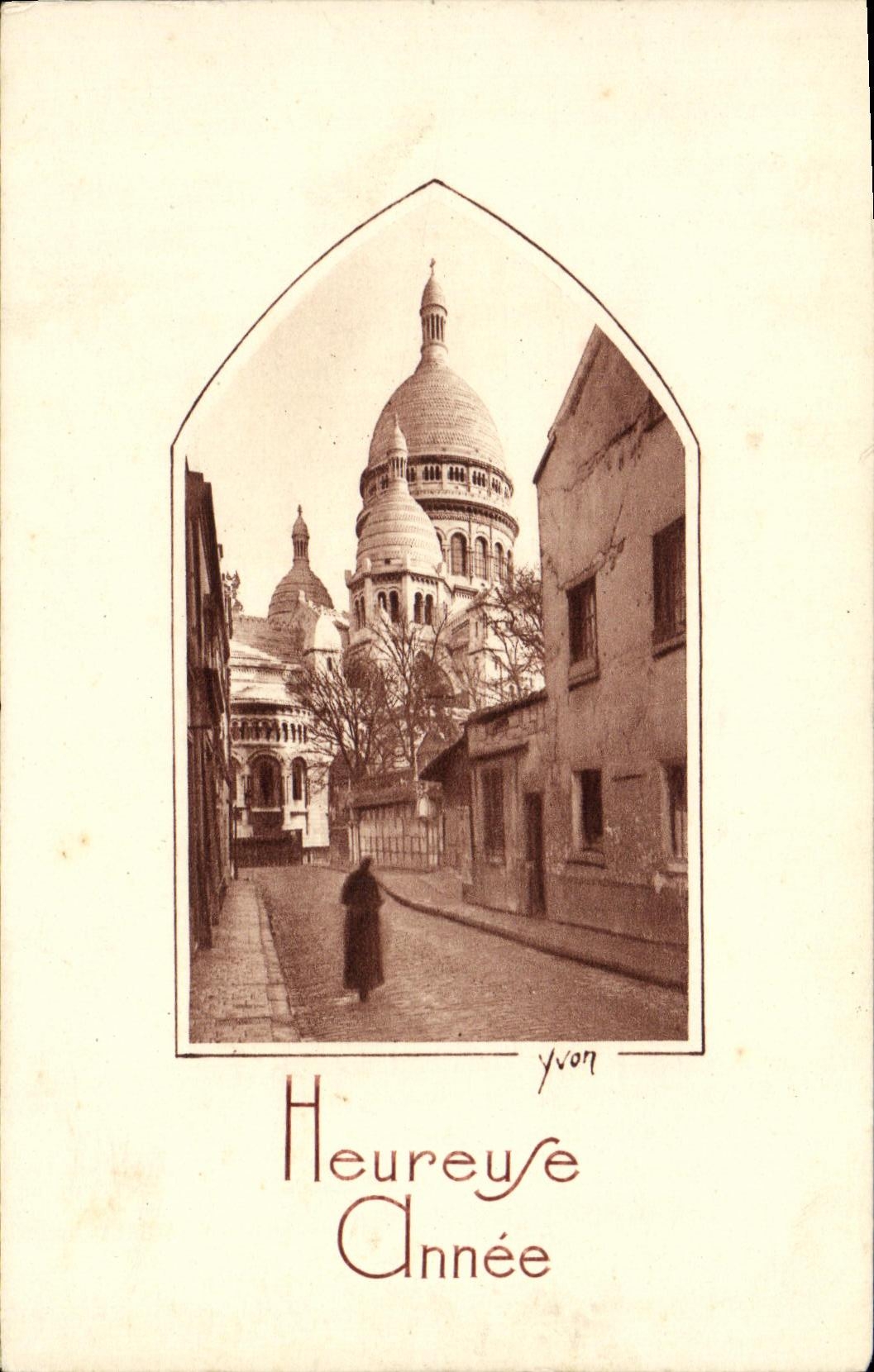 CPA Heureuse Annee Paris Basilique du Sacre Coeur