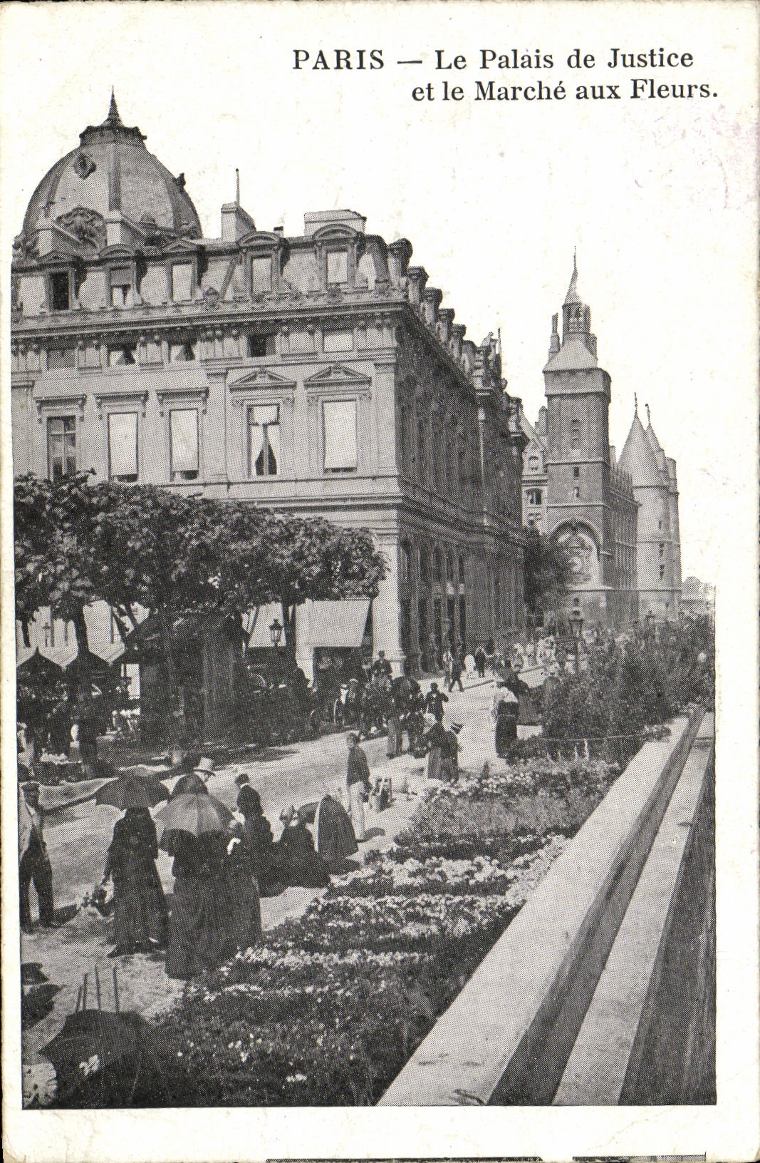 Las cortes y el mercado de ley de Paris de la POSTAL de la VENDIMIA florecen