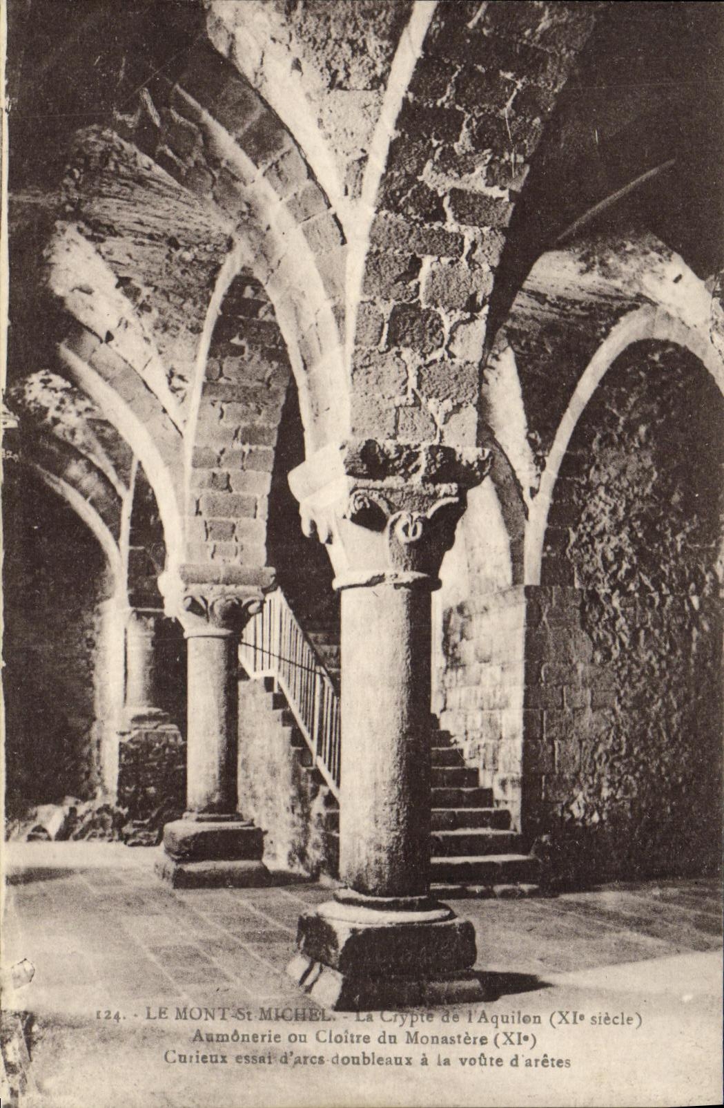 CPA Le Mont St Michel La Crypte de l Aquilon Aumonerie ou cloitre du monastere