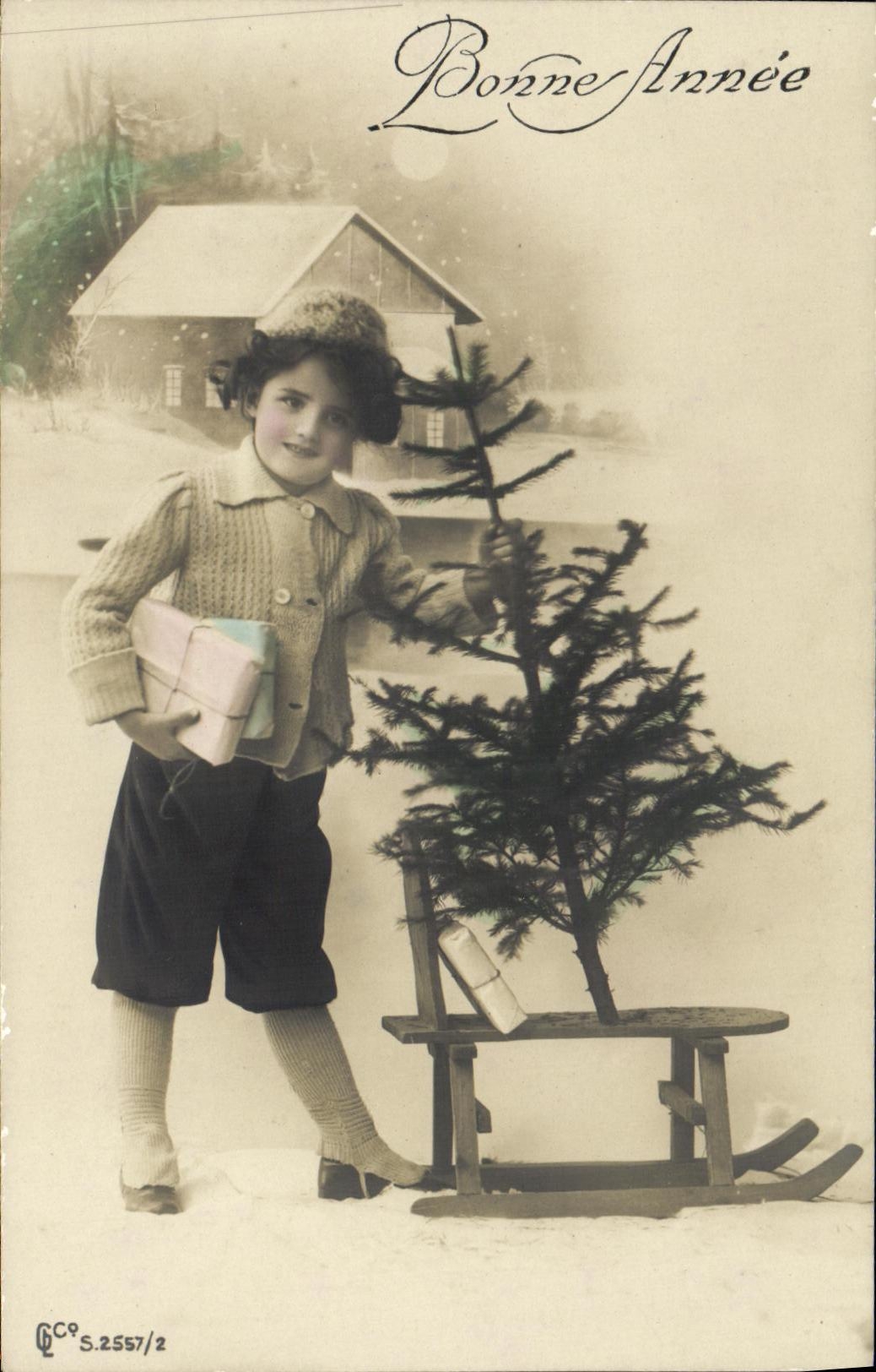 CPA Bonne Annee Enfant Sapin de Noel