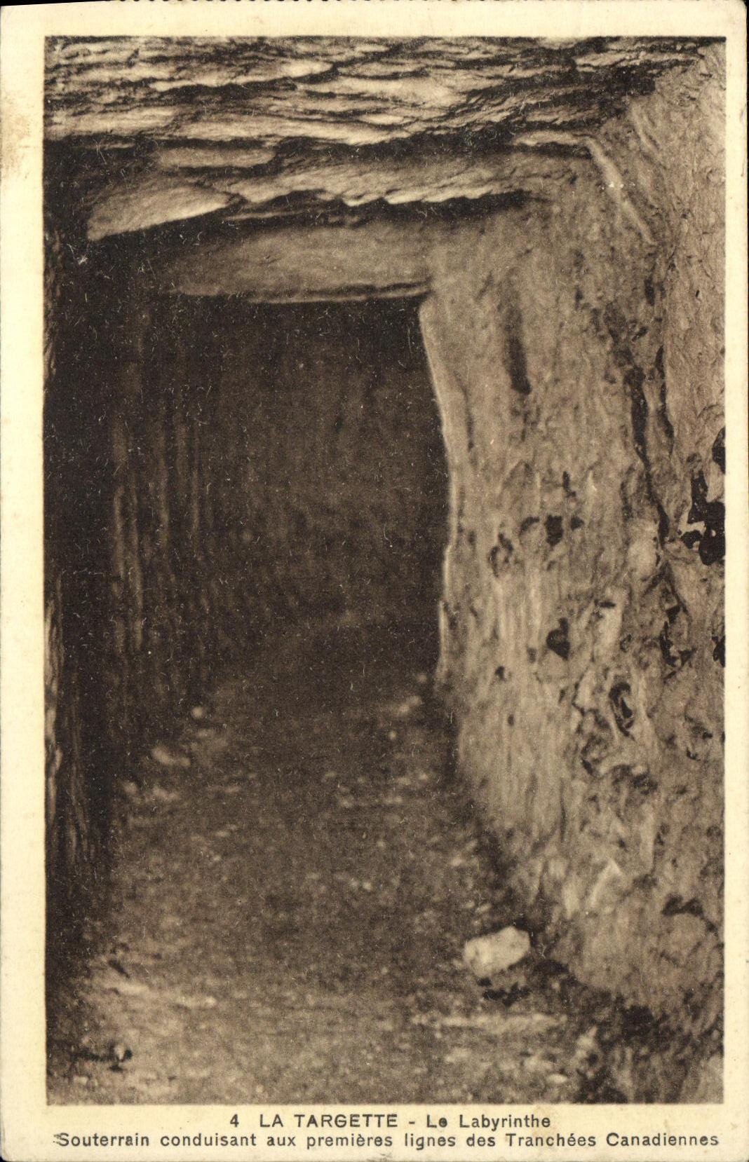 VINTAGE POSTCARD the Sash bolt the Underground Labyrinth Leading To the First lines of the Canadian trenches Militaria