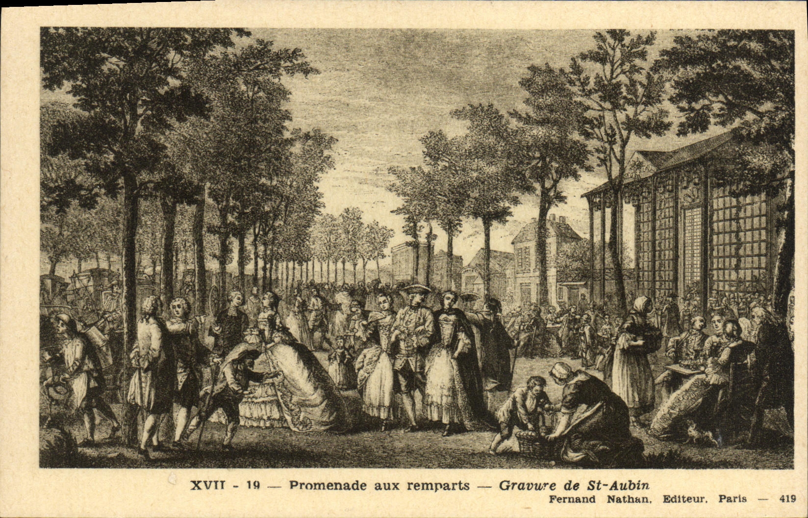 VINTAGE POSTCARD Walk with the walls Engraving of St Aubin