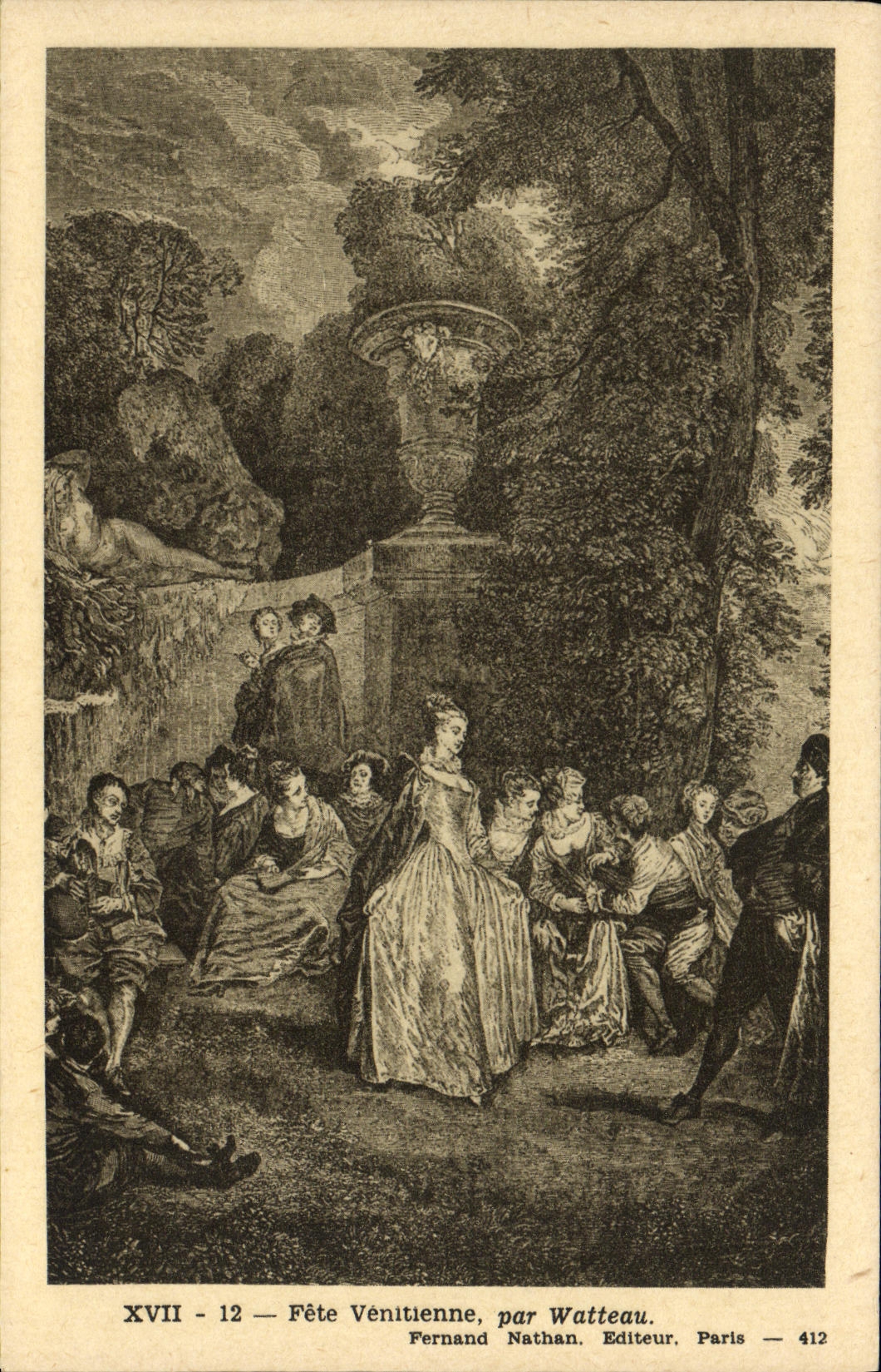 VINTAGE POSTCARD Venetian Festival by Watteau