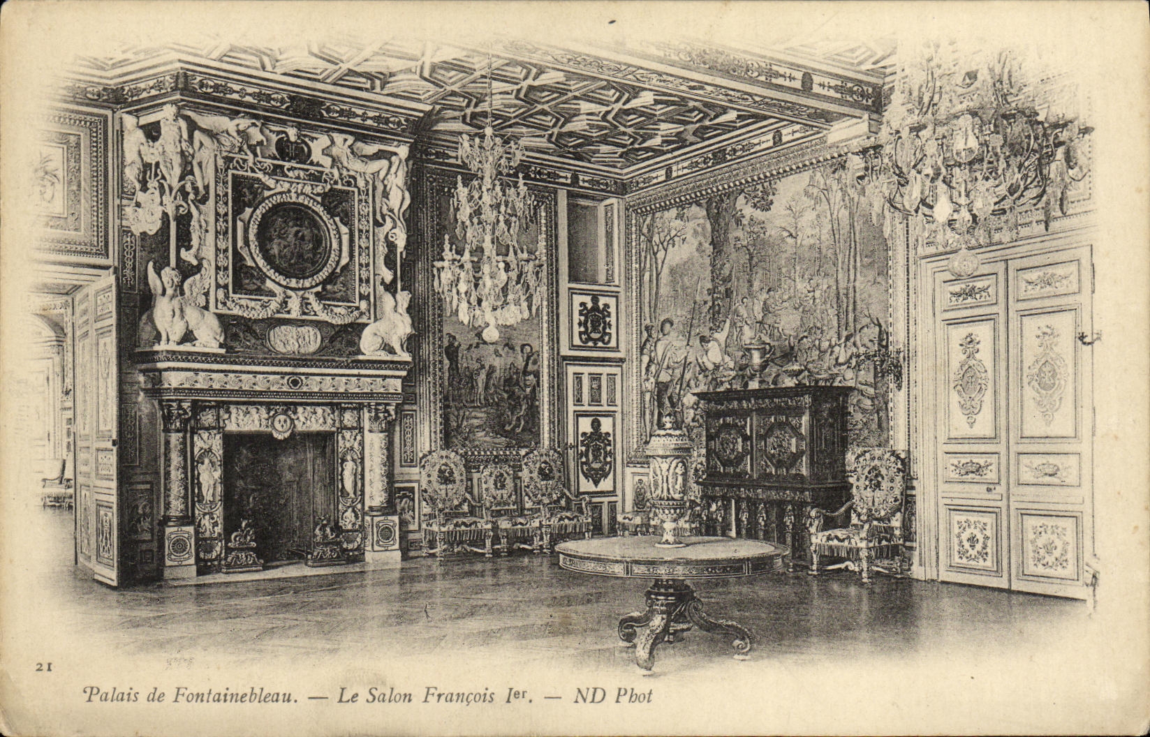 VINTAGE POSTCARD Palate De Fontainebleau the Francois Living room 1st