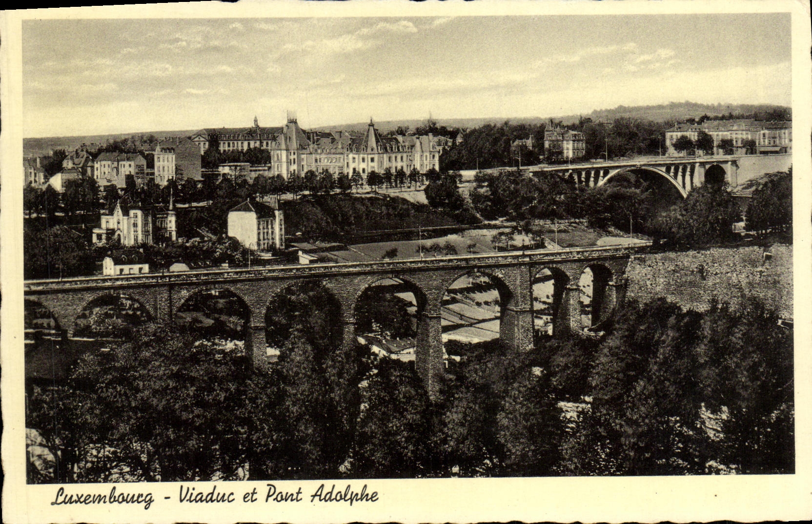 VINTAGE POSTCARD Lxuembourg Viaduct and bridge Adolphe