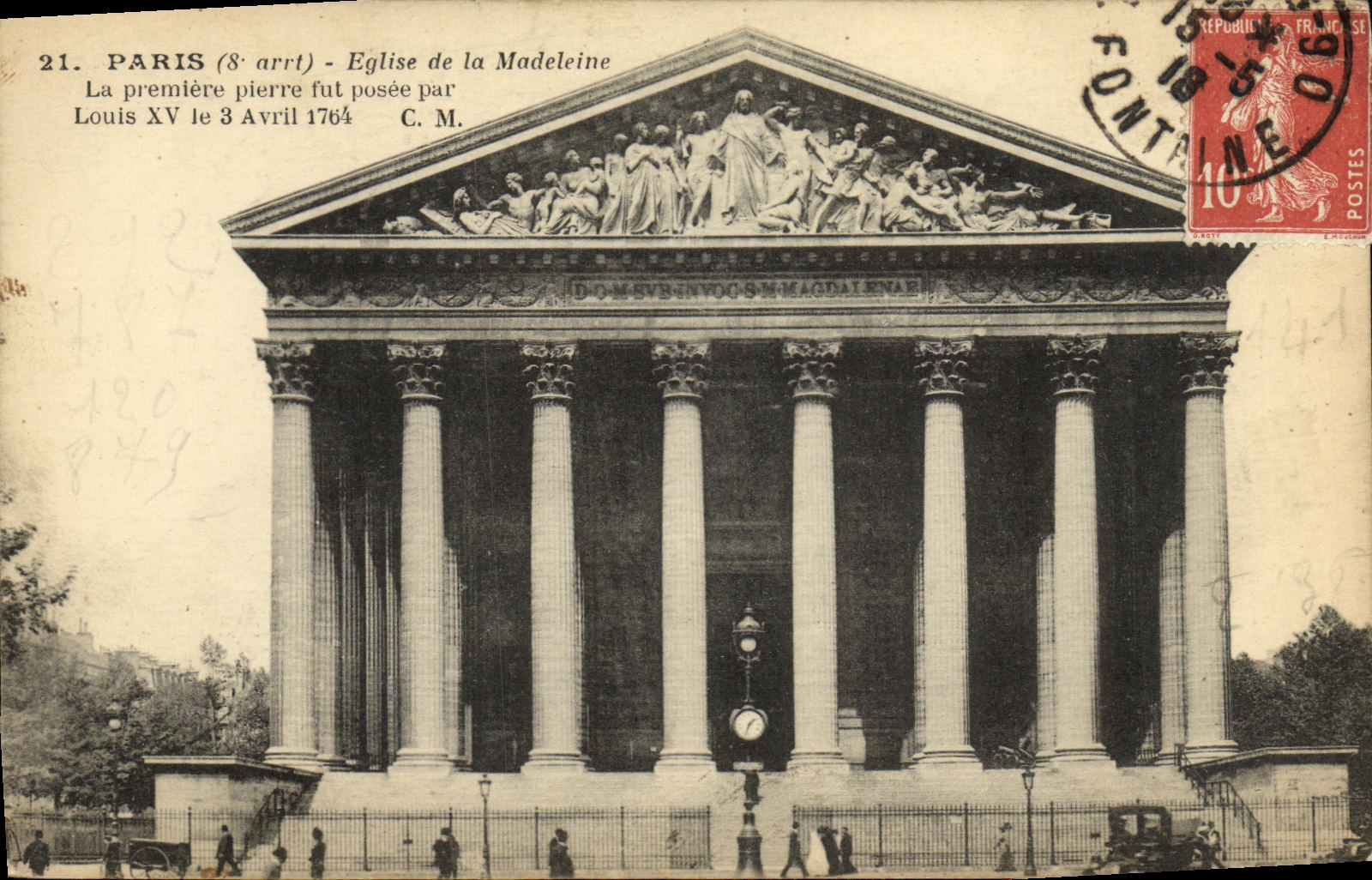 CPA Paris Eglise de la Madeleine La Premiere Pierre Ful Posee Par Louis XV