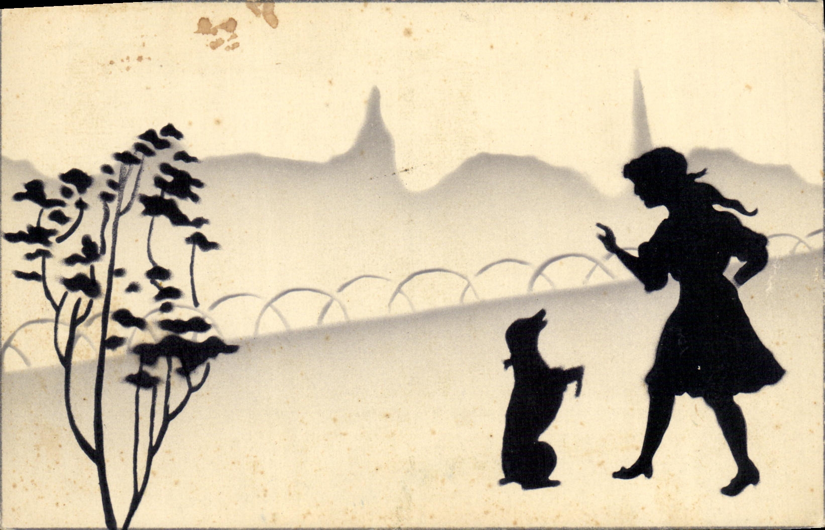 CPA Enfant et chien