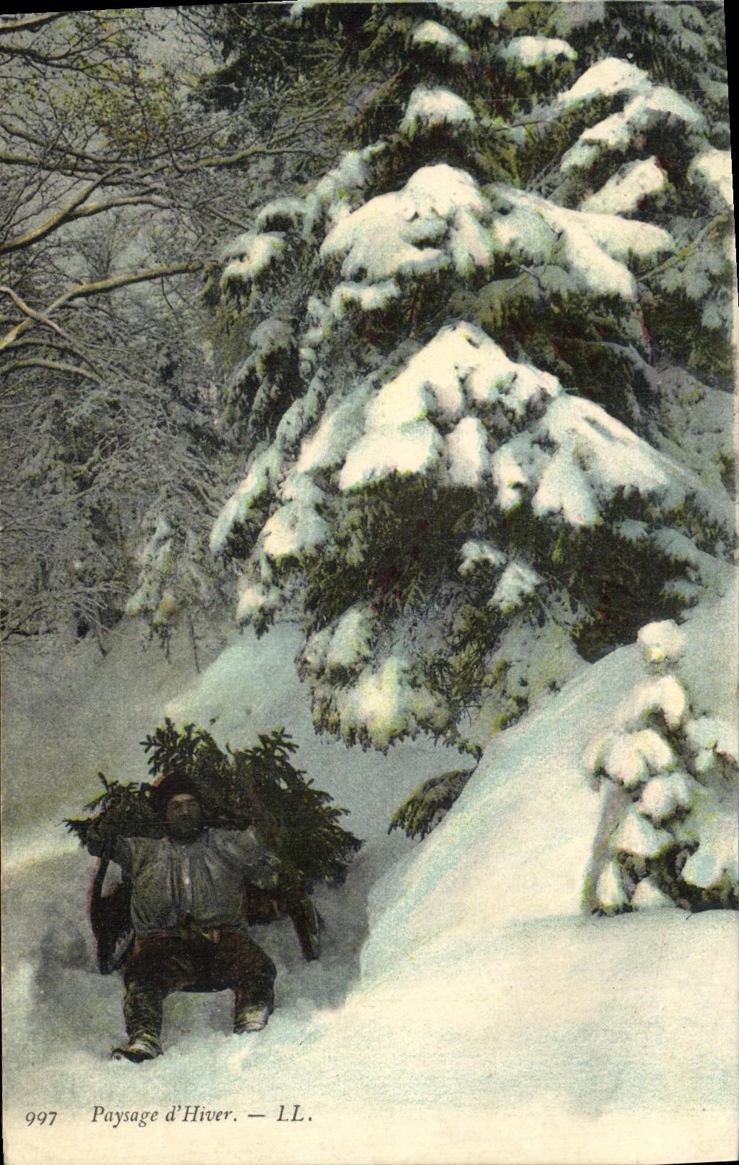 CPA paysage d hiver Homme en luge Schluteur