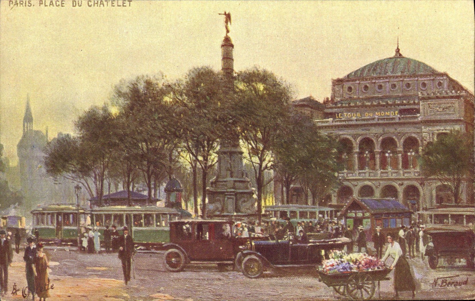 CPA Paris Place Du Chatelet Automobile
