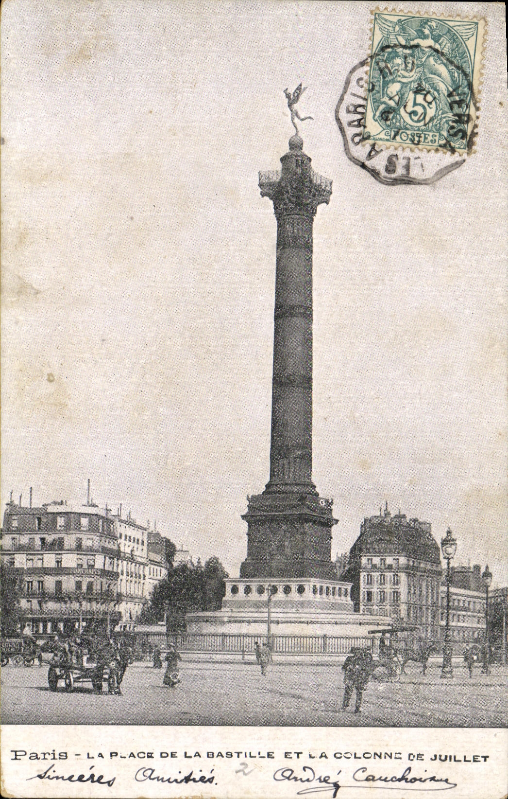 CPA Paris La Place de la Bastille et La Colonne De Juillet