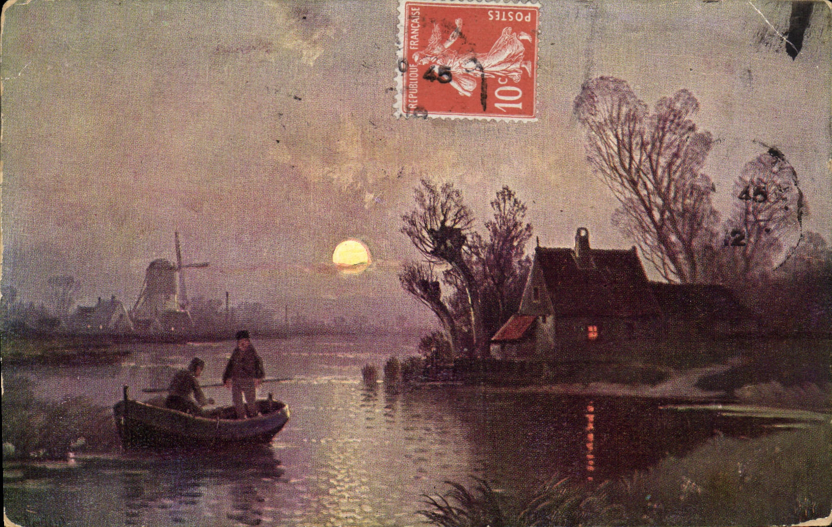 VINTAGE POSTCARD Landscape Windmill